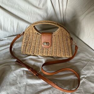 Brown Woven Crossbody Bag